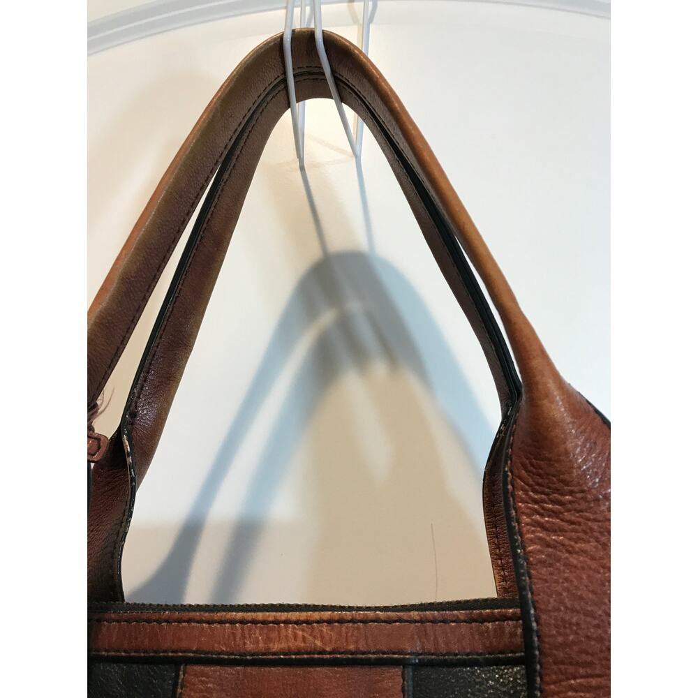 Fossil Reissue Vintage Brown and Black Leather Satchel Shoulder Bag Keyhole - Picture 6 of 10
